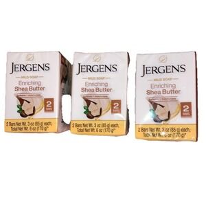§ JERGENS (6) 3 Oz. (85g) Bars SHEA BUTTER● ≈ENRICHING≈ Mild Soap
